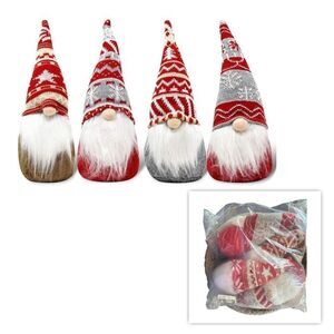 New in Package Joyin Set of 4 Christmas Holiday Plush Gnomes 12” Ornies Décor
